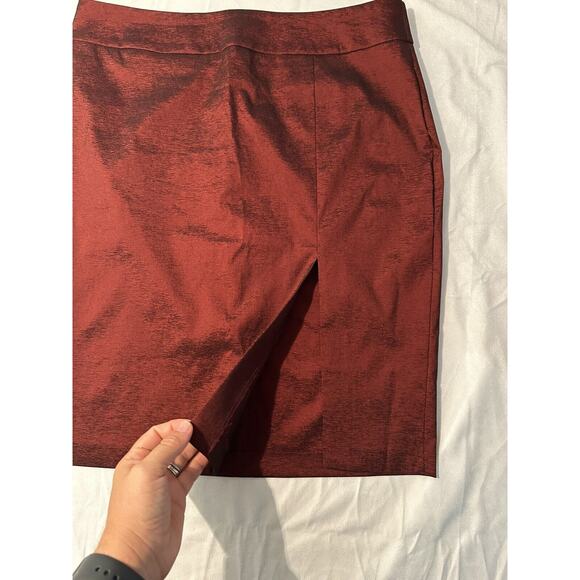 Cache Women Deep Red Cocktail Formal Short Stretch Pencil Skirt Size 4 - Picture 2 of 5